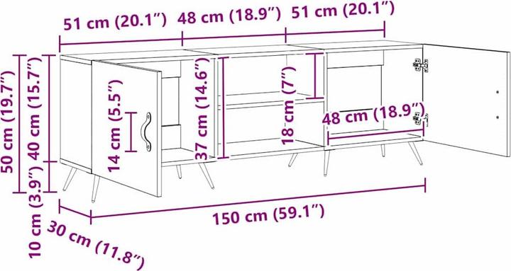 Image du produit vidaXL Moderner TV-Schrank (30 x 30 x 50 cm)