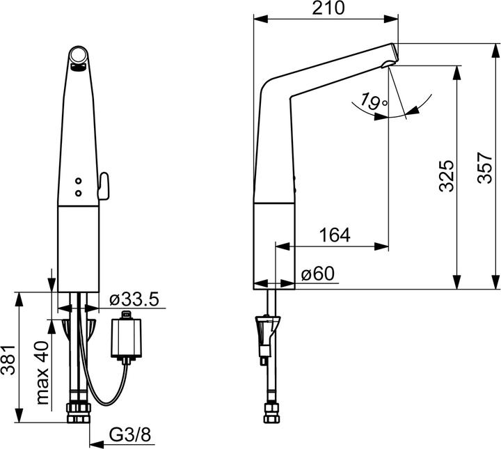 Produktbild Hansa Hansadesigno Style Waschtischarmatur, berührungslos, Bluetooth, Ausladung 164mm, 51942201