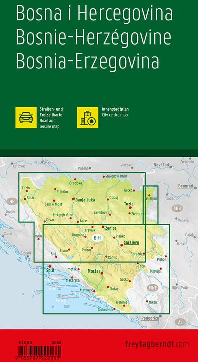 Actual product image Bosnia and Herzegovina, Road and Leisure Map 1:200,000, freytag & berndt