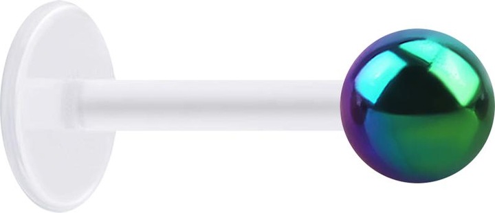 Image du produit Star Piercing Micro Labret transparent avec boule de couleur (sans laiton, Acier chirurgical 316L, Bioflex)