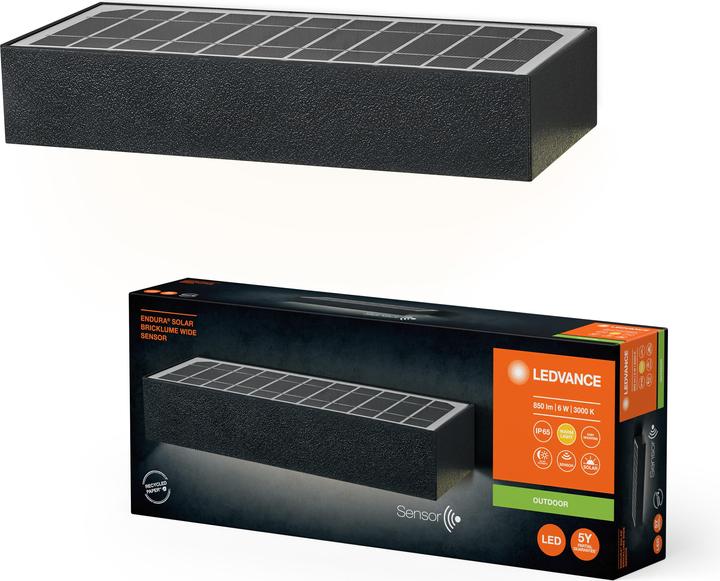 Actual product image Ledvance Endura Style Solar Bricklume Sensor Wide Dark Grey (850 lm, IP65)