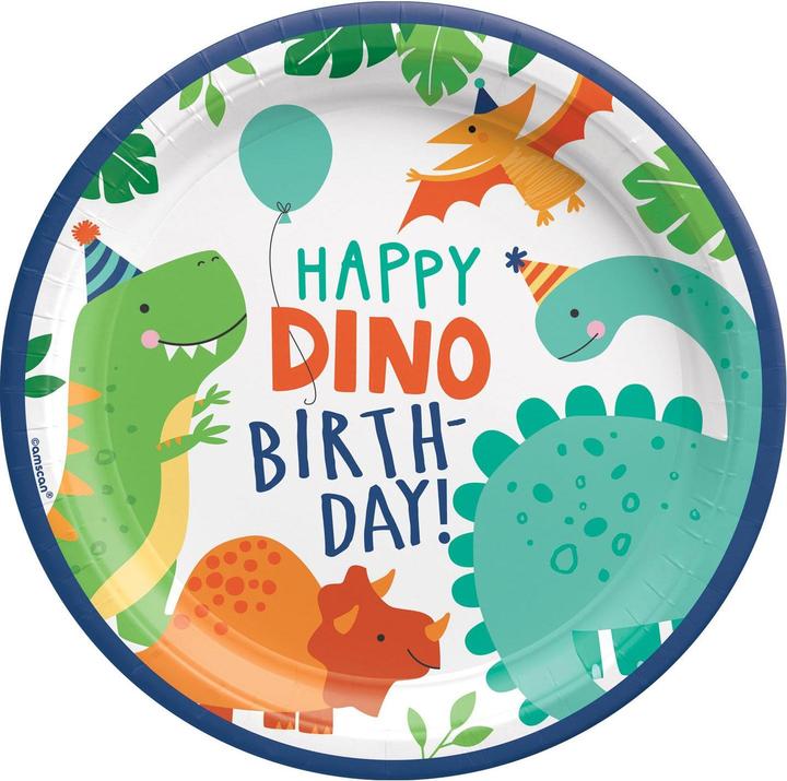 Actual product image Amscan Dinosaur plate birthday 8-pack paper (8x)