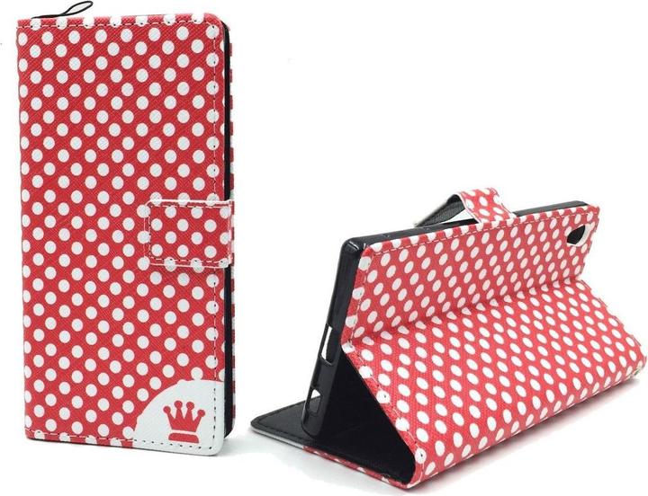 Produktbild König Design Schutz Hülle für Sony Xperia Z5 Polka Dot Rot Tasche Case Cover + 1 Panzer Schutz Glas (Sony Xperia Z5)