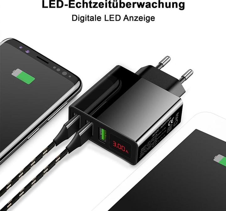 Image du produit Eaxus Chargeur USB 3 compartiments avec indicateur de tension (45 W, 3 ports)