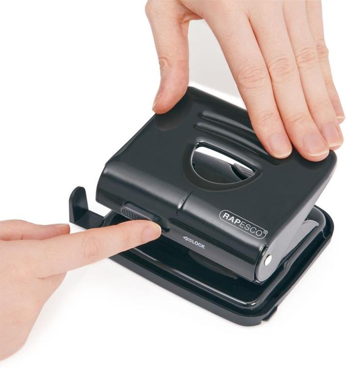 Image du produit Rapesco 1030 825 Perforateur métallique 2 trous, capacité de perforation 25 feuilles, noir