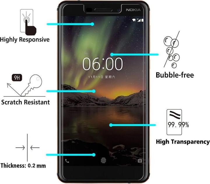Actual product image Screenguard Nokia 6.1 Protective Glass Film Case Friendly Design (1 pcs., Nokia 6.1)
