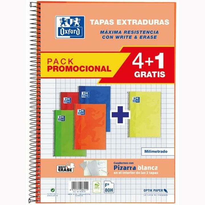 Actual product image Oxford Notebook Write&Erase Colour A4 5 pieces 80 sheets (A4, Hardcover)