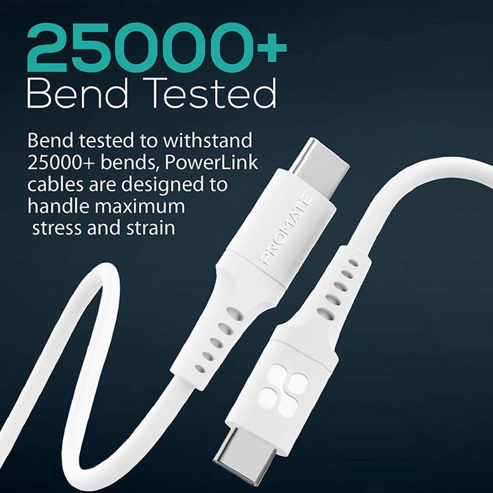 Actual product image ProMate PowerLink-CC200 White USB-C Cable (2 m, USB 2.0, 60 W)