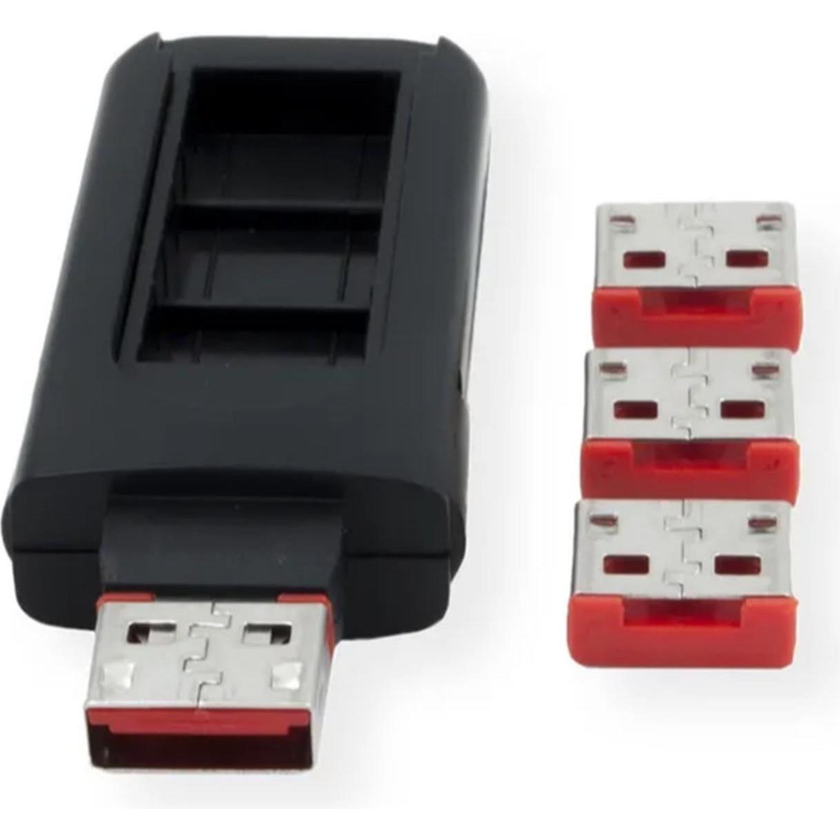 Thumbnail - Exsys EX-1114-r 4 x USB Schloss 1 Schlüssel, Notebook Security, Rot
