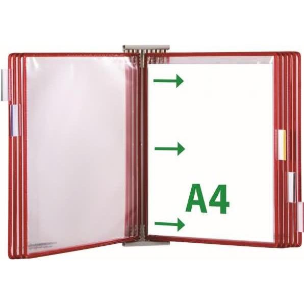 Tarifold, Informationsschild, Wand-Sichttafelsystem 427103 DIN A4 rot mit 10 St. Sichttafeln
