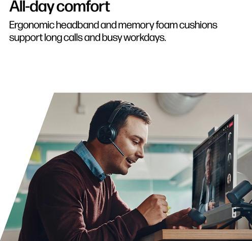 Image du produit HP Poly Voyager Focus 2 + adaptateur USB-C/A + station de chargement (Sans fil, USB-C)