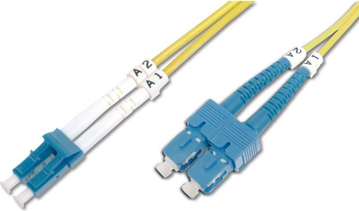 Produktbild Wp WPC-FP0-9LCSC-050 fiber optic cable - fiber optic cables (LC, SC, Male/Male, OS2, Yellow, Single- (UTP, CAT6, 5 m)