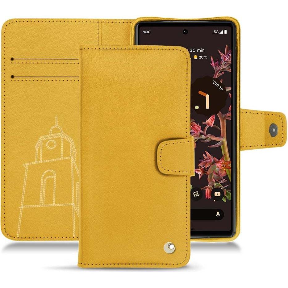 Noreve Lederschutzhülle Wallet (Google Pixel 6), Smartphone Hülle, Gelb