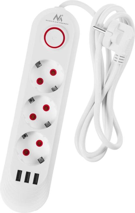 Actual product image Maclean Multiple socket outlet, extension cable with 3 sockets + 3 USB ports (3x, USB-A, 1.50 m)