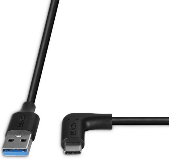 Actual product image Lindy 1m USB 3.2 type A to C cable 90° angled (32013) (1 m, 15 W)