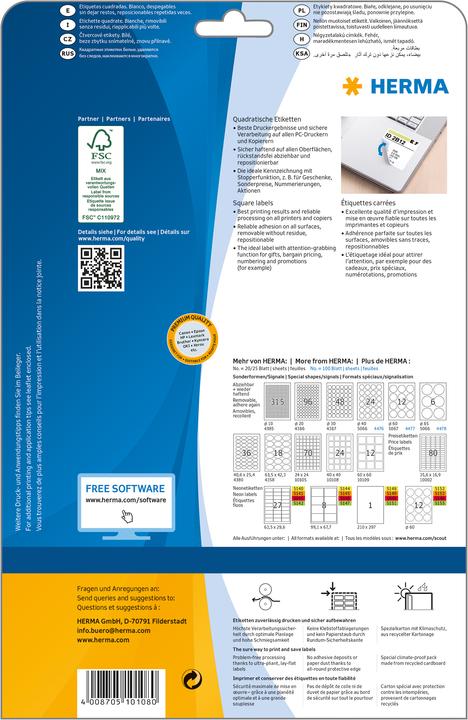 Actual product image HERMA A4 removable labels