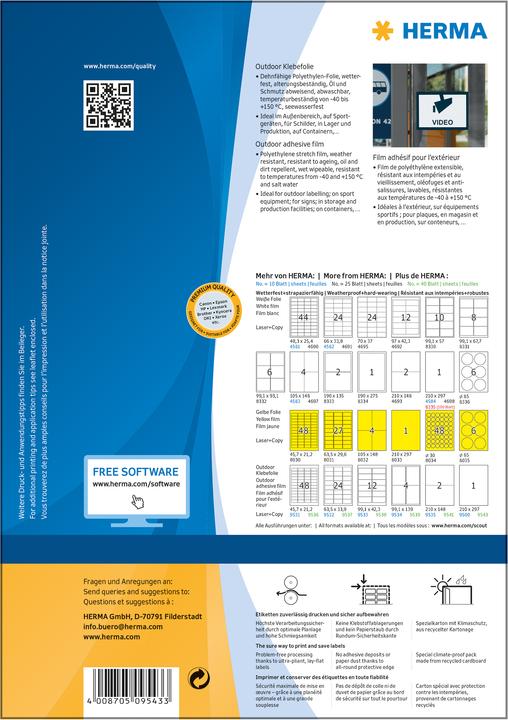 Actual product image HERMA Weatherproof labels A4