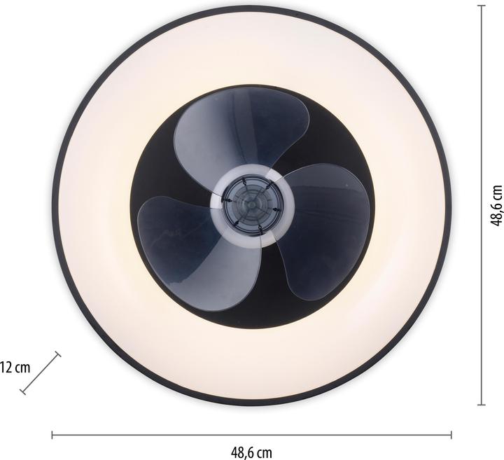Produktbild Just Light LED Deckenlampe Deckenventilator Venika warmweiss - kaltweiss Deckenventilator Fernbedienung (4250 lm)