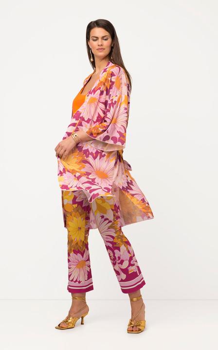 Actual product image Ulla Popken Colorful Floral Print Longline Kimono (58, 60, 62)