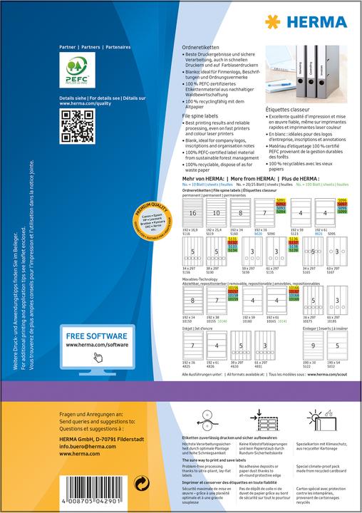 Actual product image HERMA Folder labels A4