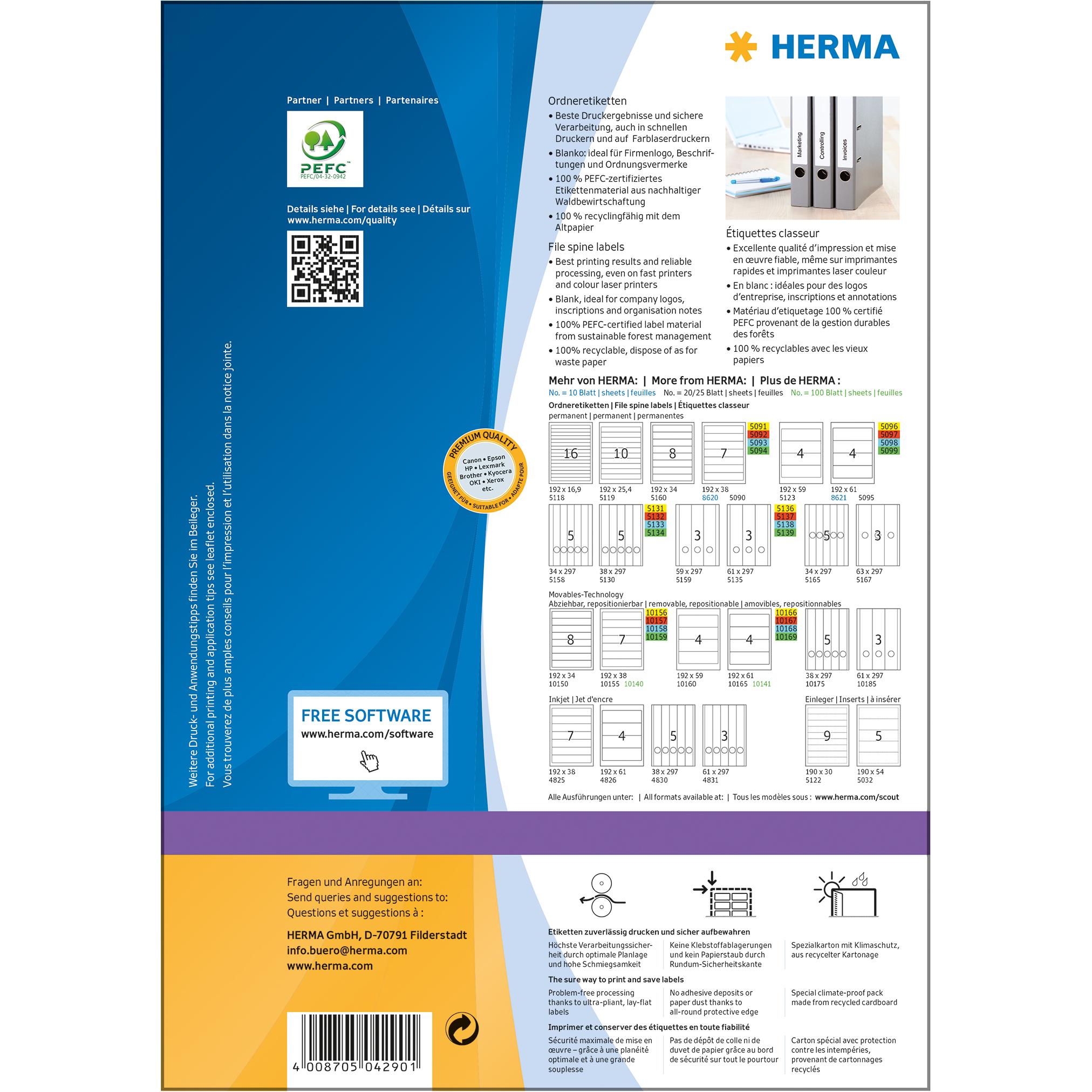 Thumbnail - Herma, Ordner Zubehör, Etiket.Spec.Ordner 192x34 100B