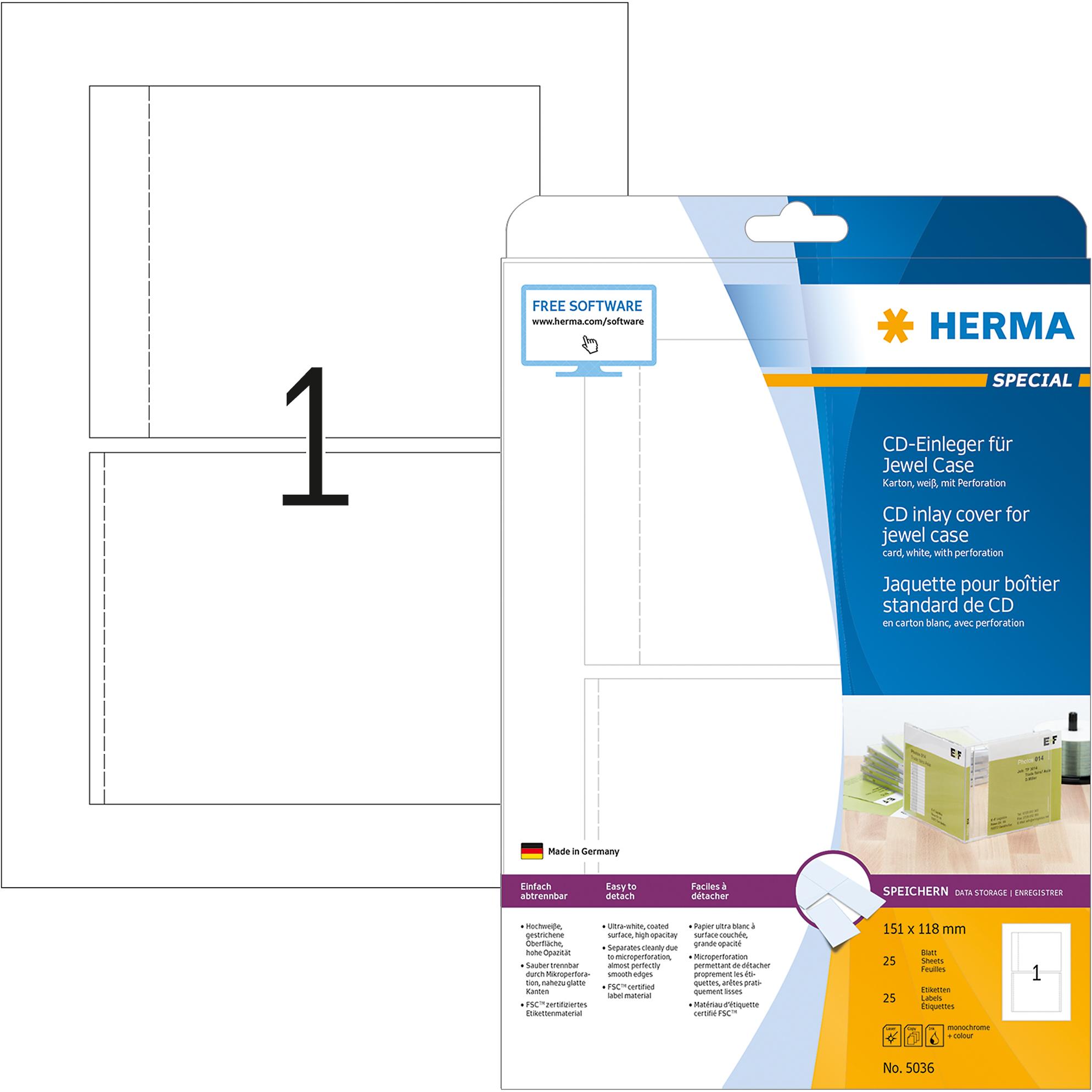 Herma, Etiketten, CD-Einleger