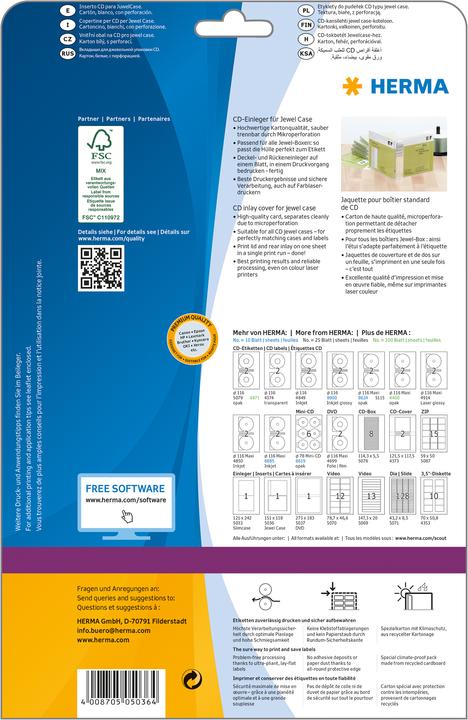 Produktbild HERMA CD Einleger A4