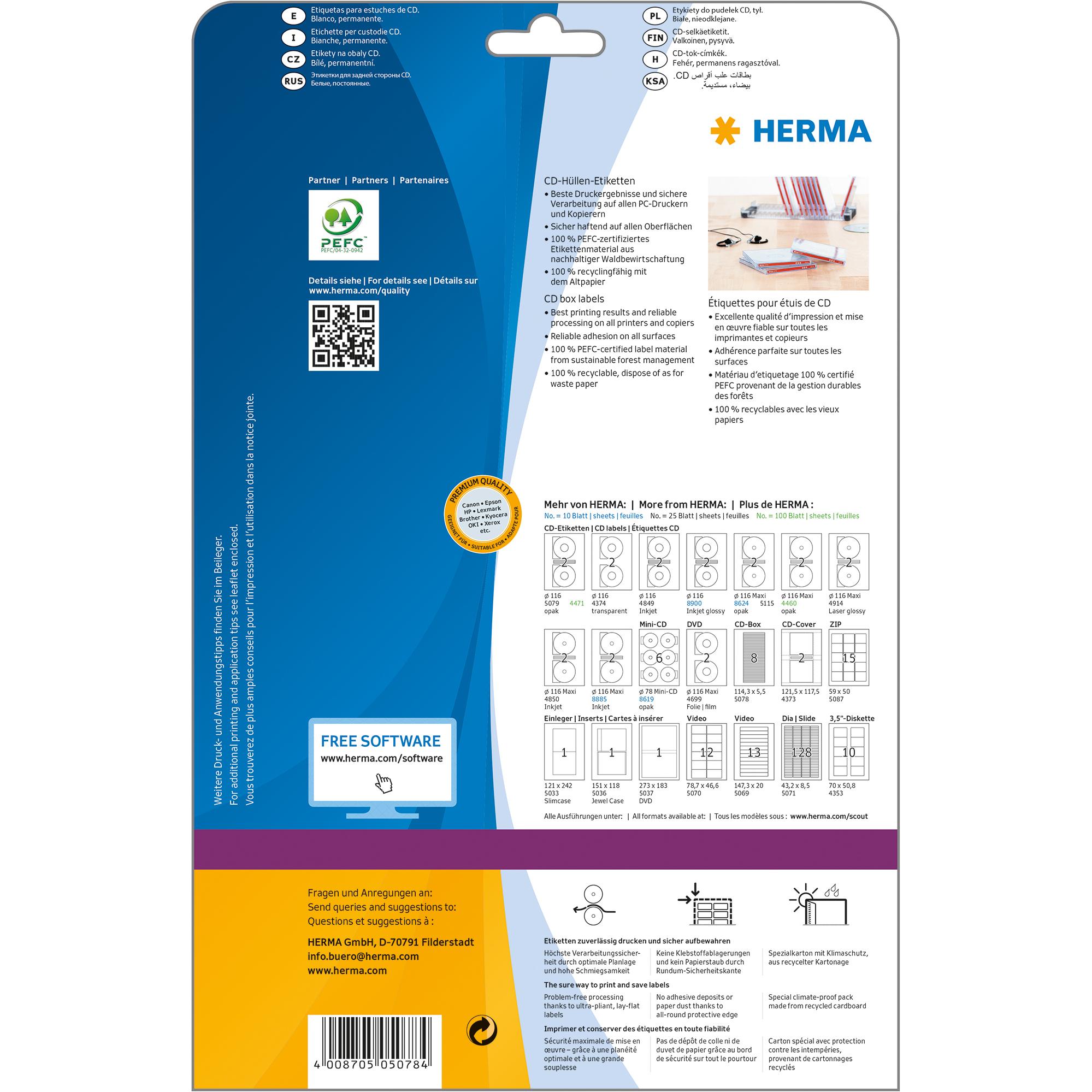 Thumbnail - Herma, Etiketten, Eti.Spe.CDCover 114.3x5.5 25Bl