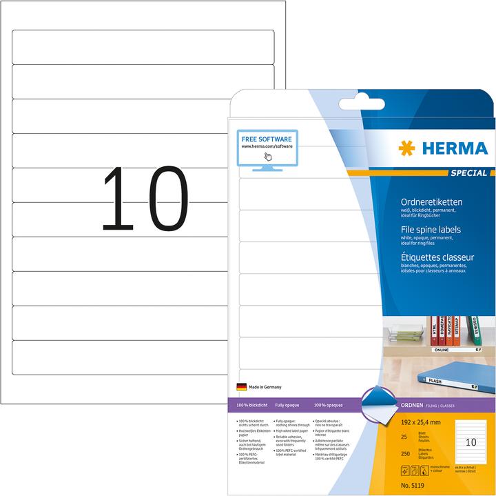 Produktbild HERMA Ordneretiketten A4