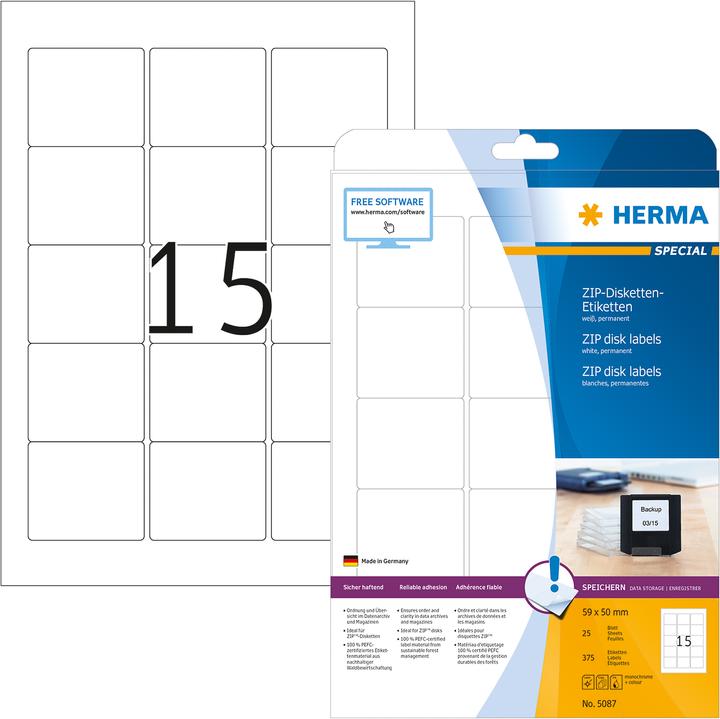 Immagine prodotto HERMA Etichette per dischi ZIP A4
