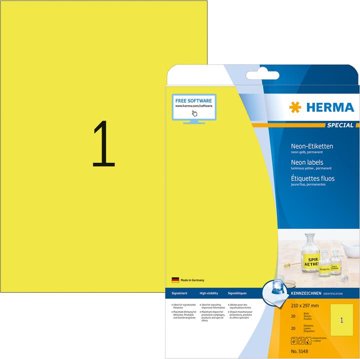 Produktbild HERMA Neon Etiketten A4