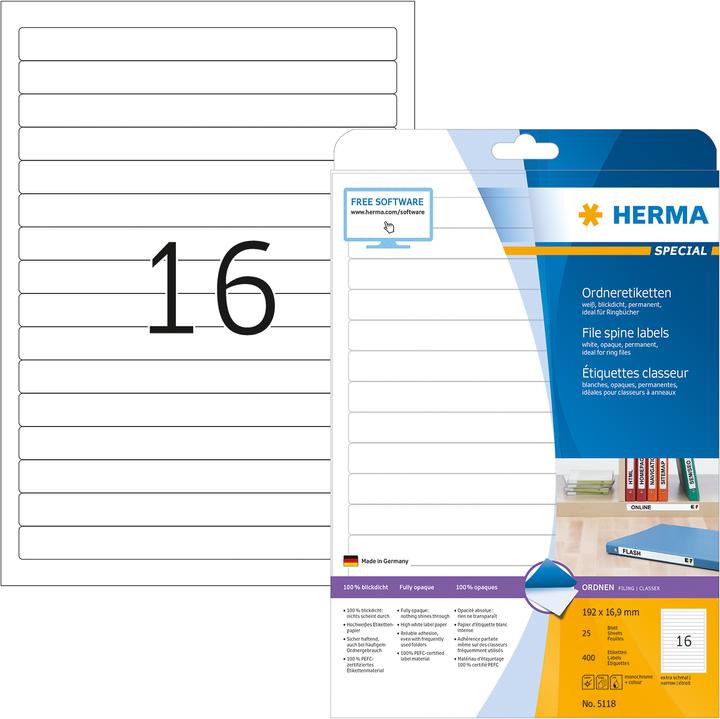 Actual product image HERMA Folder labels A4