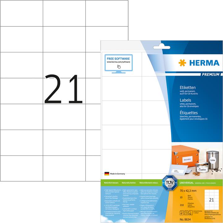 Actual product image Herma Universal labels A4