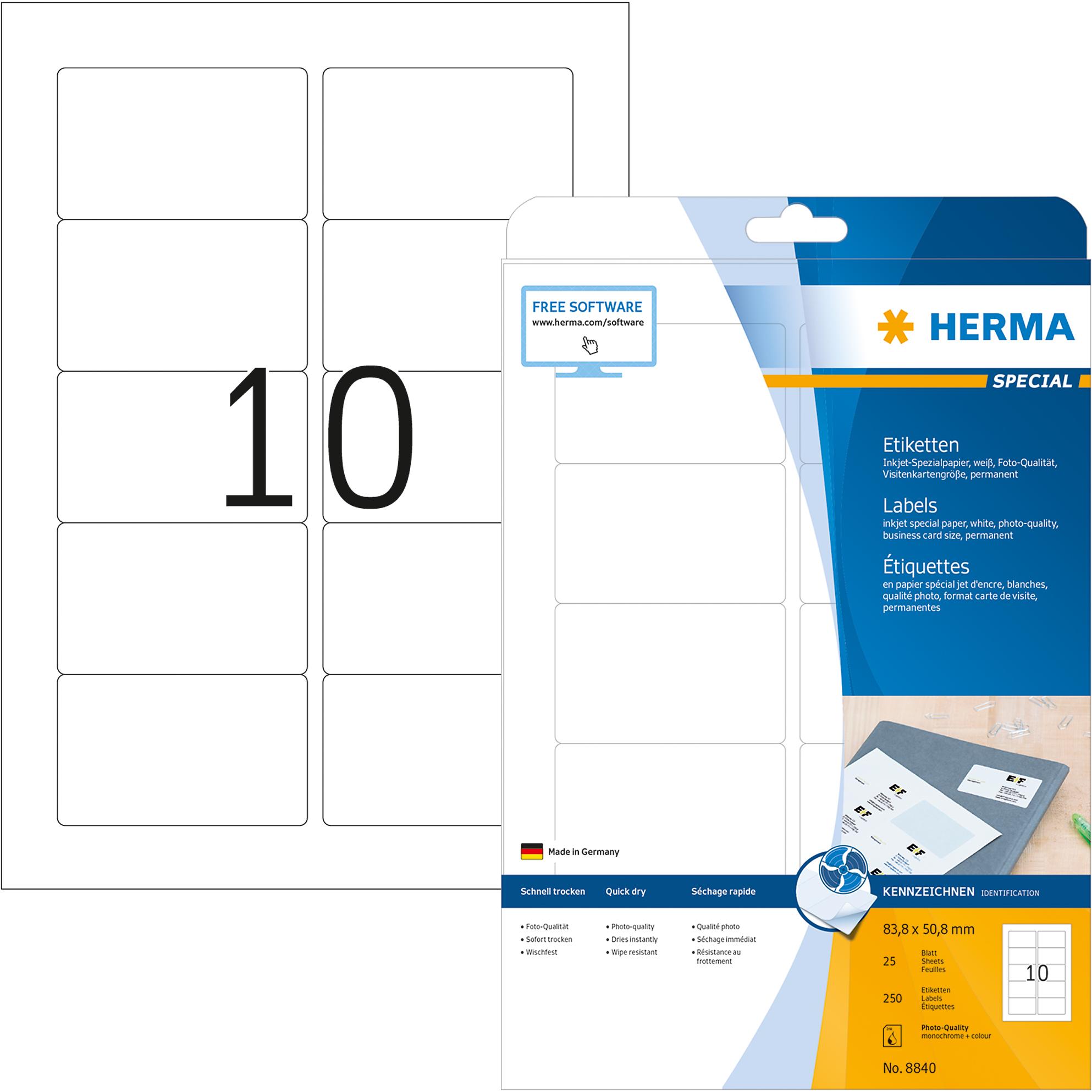 Thumbnail - Herma, Etiketten, Spec.Inkjet 83.8x50.8 25Bl