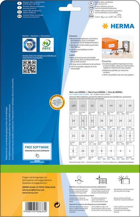 Image du produit Herma Étiquettes universelles A4