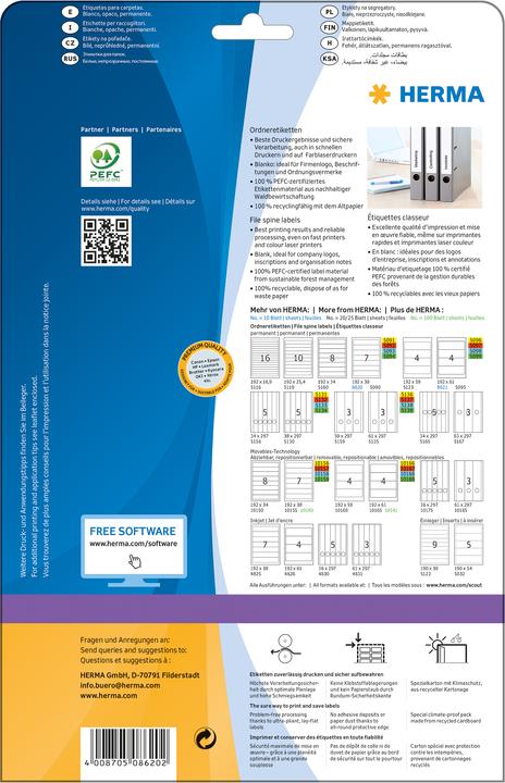 Actual product image HERMA Folder labels A4
