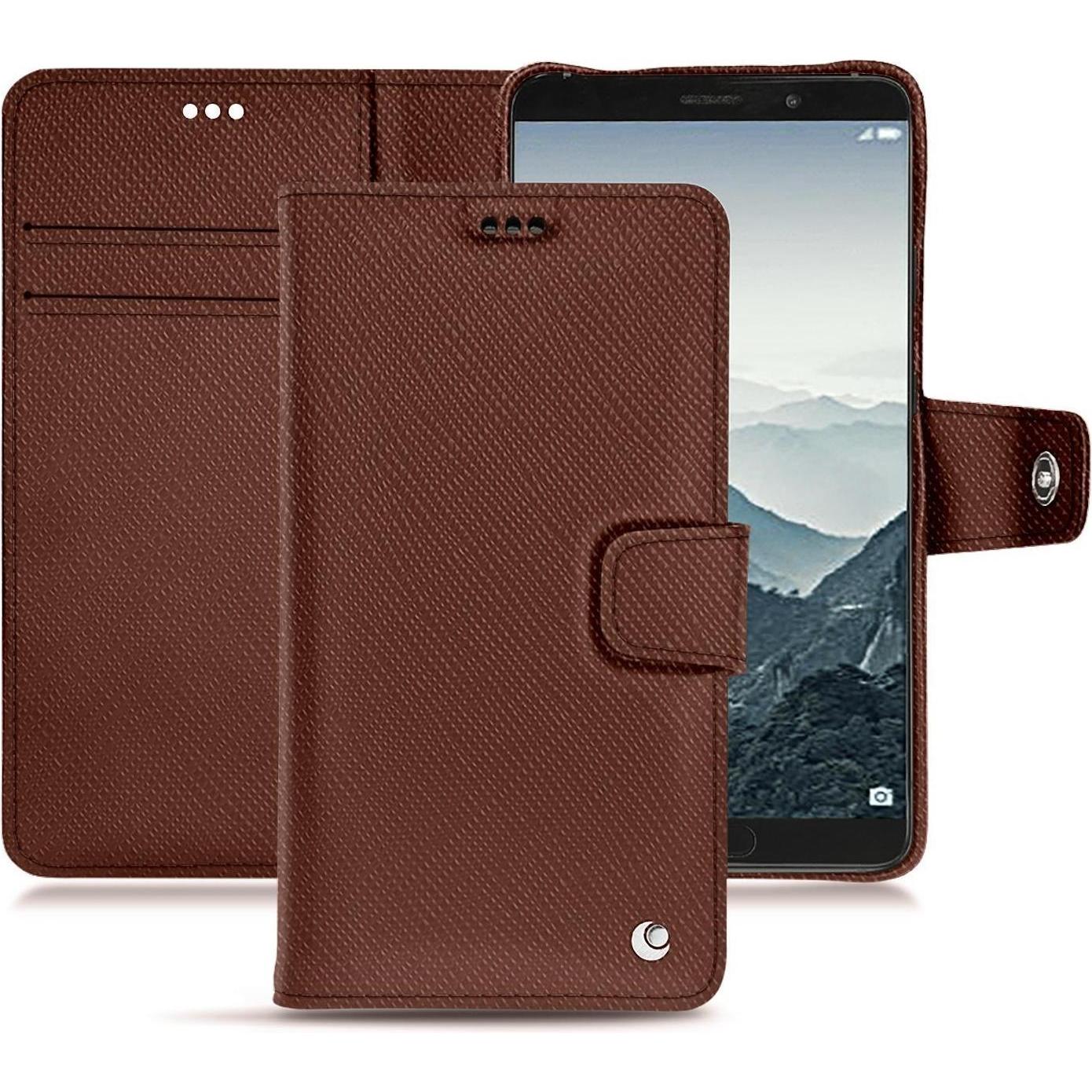 Noreve Lederschutzhülle Wallet (Huawei Mate 10), Smartphone Hülle, Braun