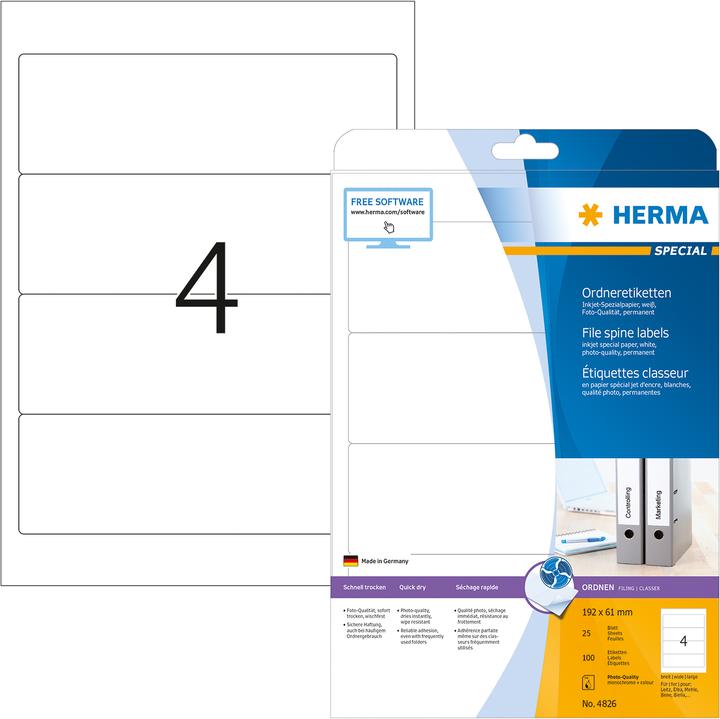 Actual product image HERMA Inkjet folder labels A4