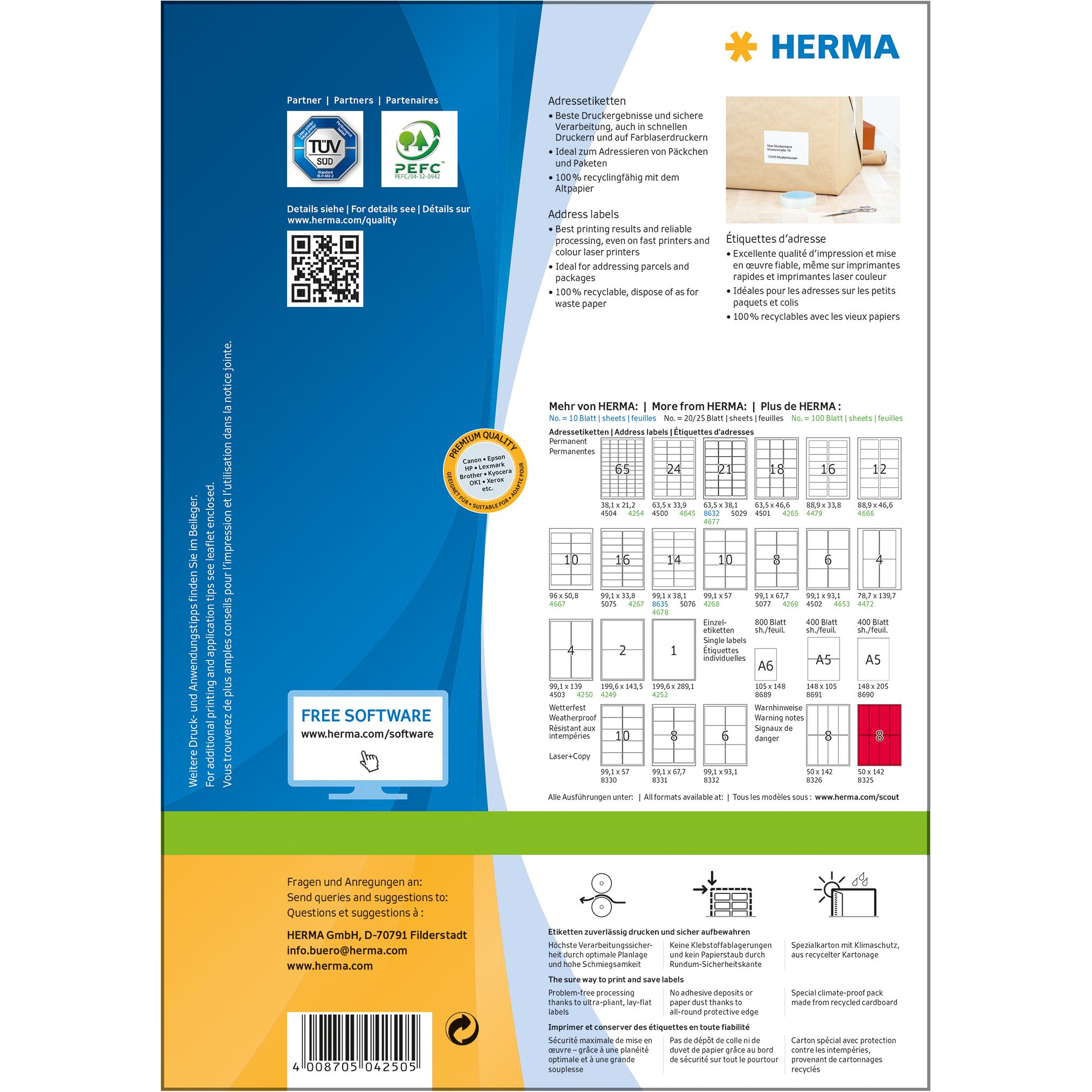 Thumbnail - Herma, Etiketten, Prem. Adressetik. 99,1x139 100 Blatt DIN A4 400 Stück