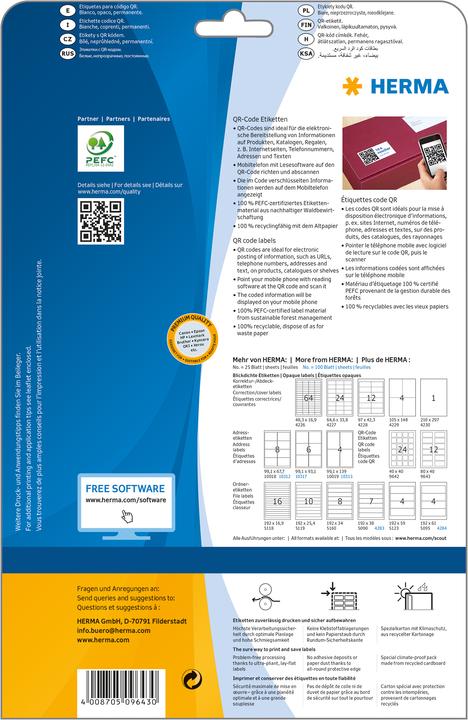 Actual product image HERMA QR code labels A4