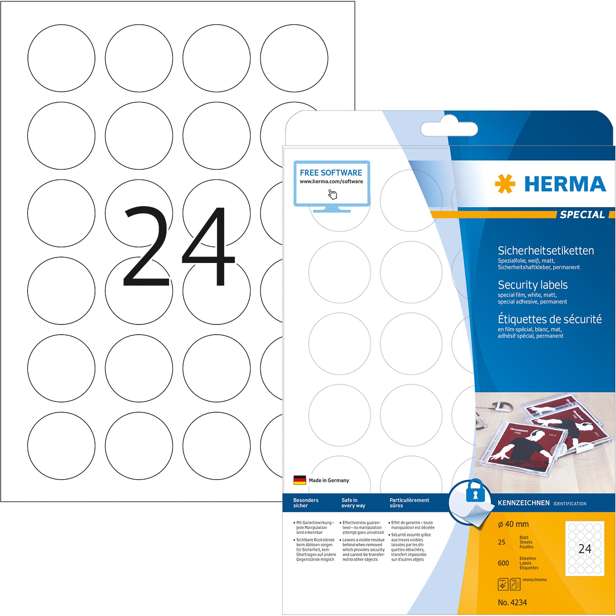 Herma, Etiketten, Sicherheits-Etiketten 4234 40 mm