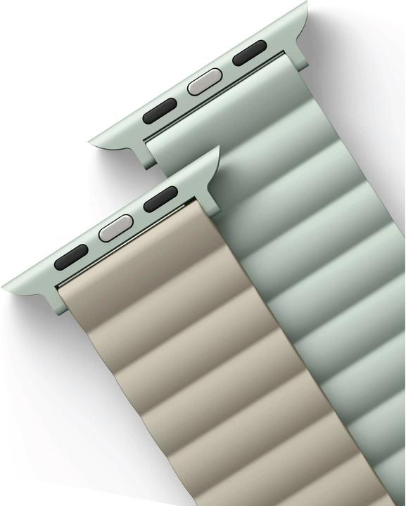 Actual product image Uniq pasek Revix Apple Watch Series 1/2/3/4/5/6/7/8/SE/SE2 38/40/41mm. Reversible Magnetic zielony-b (Silicone, Stainless steel, Stainless steel)