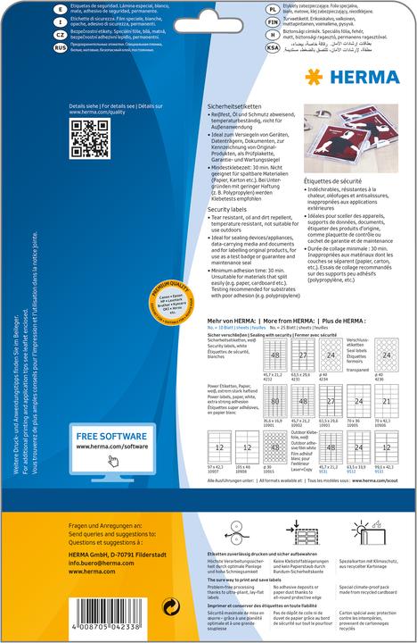 Actual product image HERMA A4 security labels