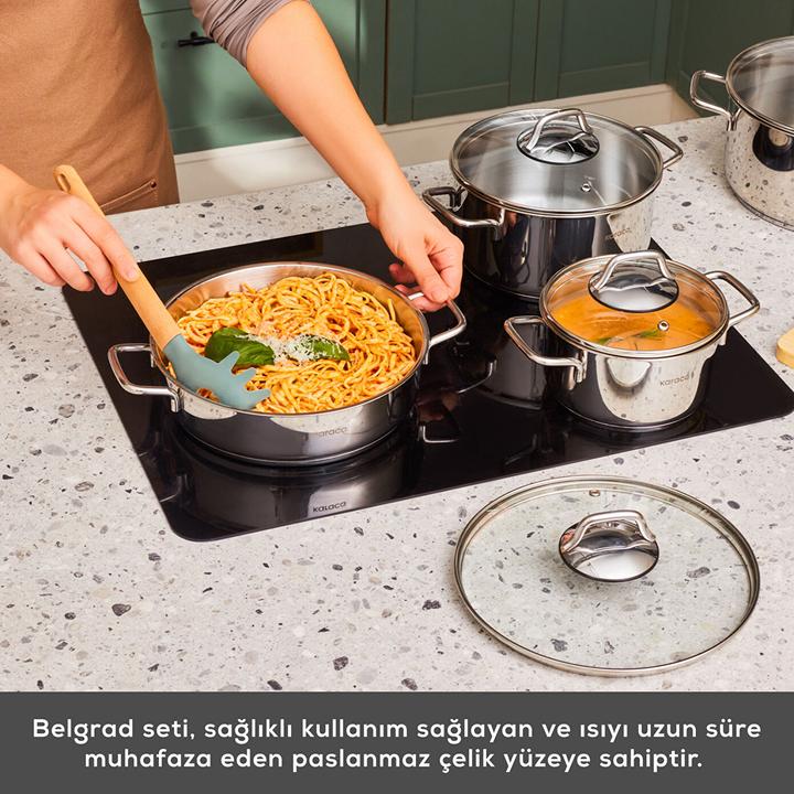 Actual product image Karaca Belgrade 15-Piece Stainless Steel Wedding Set with Teapot (Pot, Stainless steel)