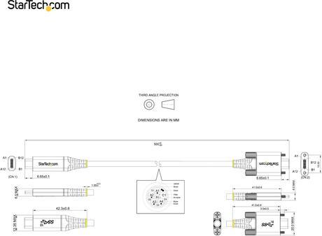 Image du produit StarTech .com 50,80cm (20") 50cm Side Screw Locking USB C Cable 10Gbps, USB 3.1/3.2 Gen 2 Type-C Cable, 100W (0.50 m, USB 3.2 Gen 2, 100 W)