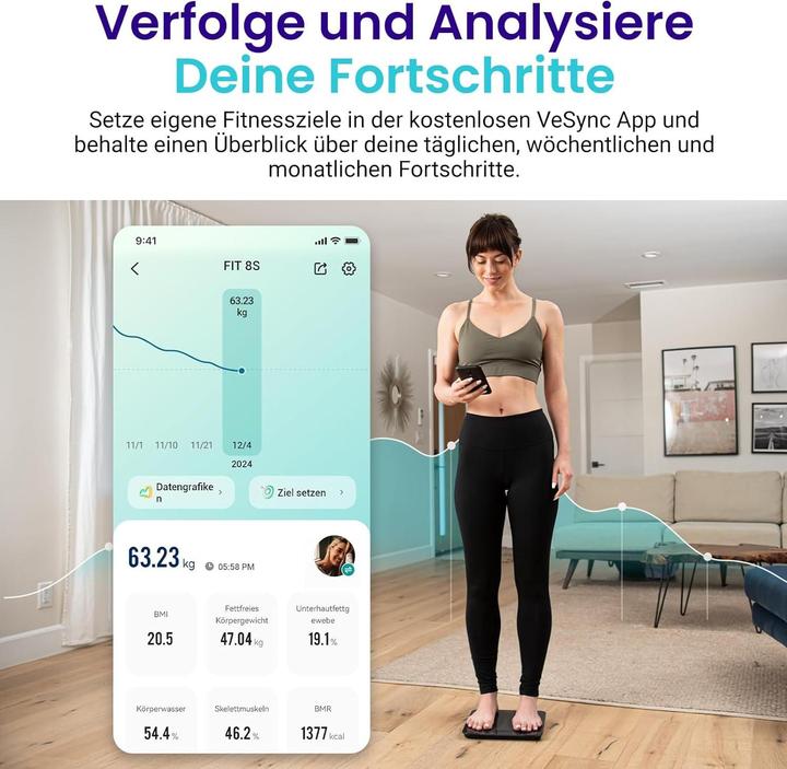 Produktbild Etekcity Digitale Personenwaage mit Körperanalyse (180 kg)
