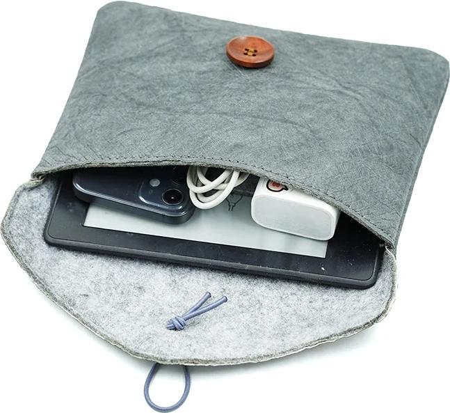 Actual product image Only-Bags.Store Vintage envelope style sleeve bag cover, paper e-book bag case, 6 inch, grey