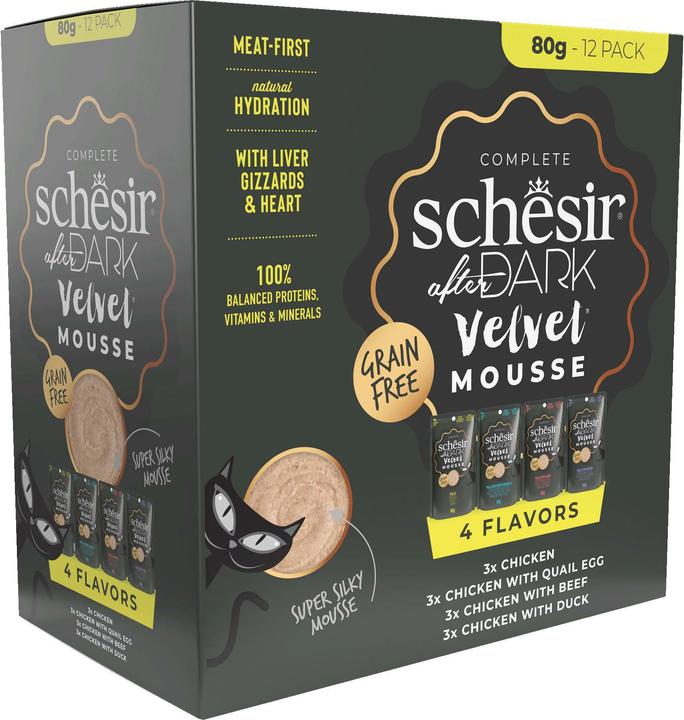 Schesir After Dark, Velvet Mousse, Variety Pack, 12x80g (Adult, 12 Stk., 960 g)