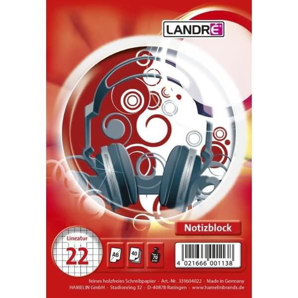 Immagine prodotto Landré Blocco note A6 con rilegatura a spirale (A6, Quadretti, Copertina rigida)