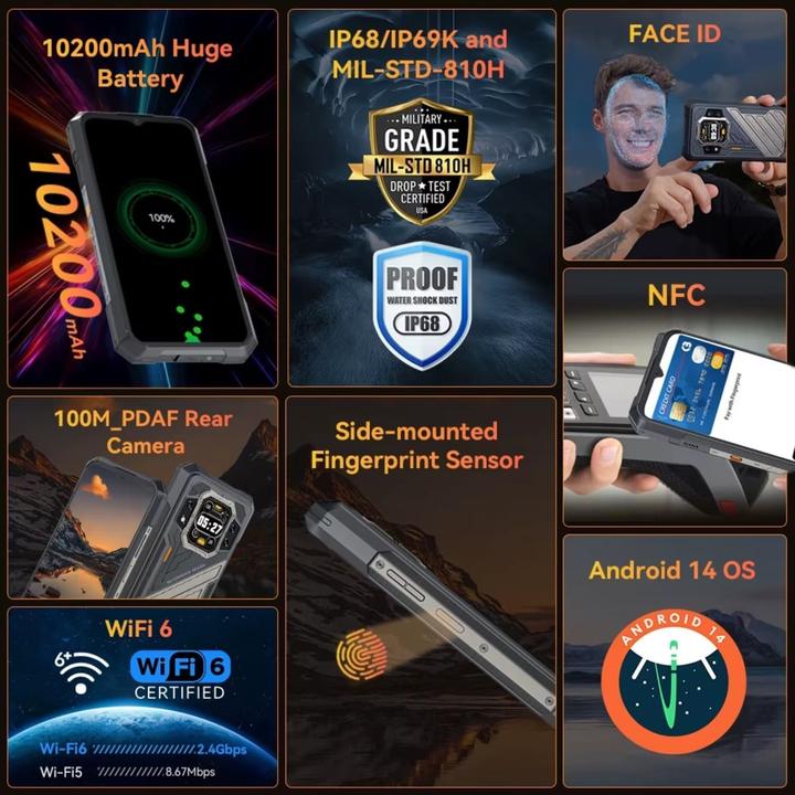 Immagine prodotto Cubot Smartphone mit 6,72 Zoll FHD+ 144Hz, 48GB RAM, 256GB ROM, 100MP Kamera, 10200mAh Akku, Android 14 (256 GB, Nero, 6.72", Doppia SIM, 5G)